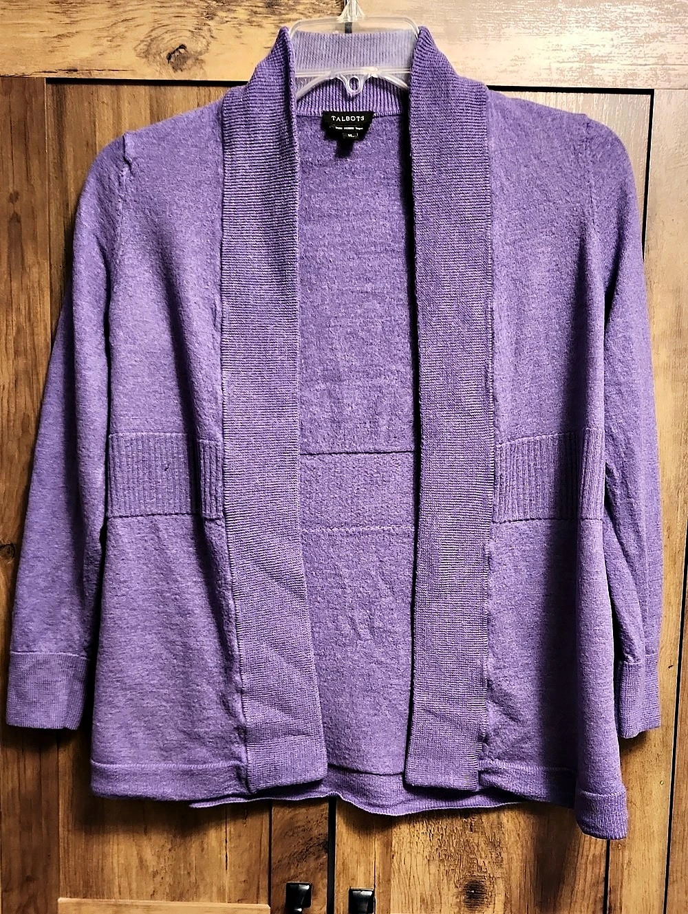 Talbots Open-Front Merino Wool Cardigan Purple - Medium